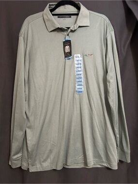 Greg Norman Collection Long-Sleeve Polo in Sage Green